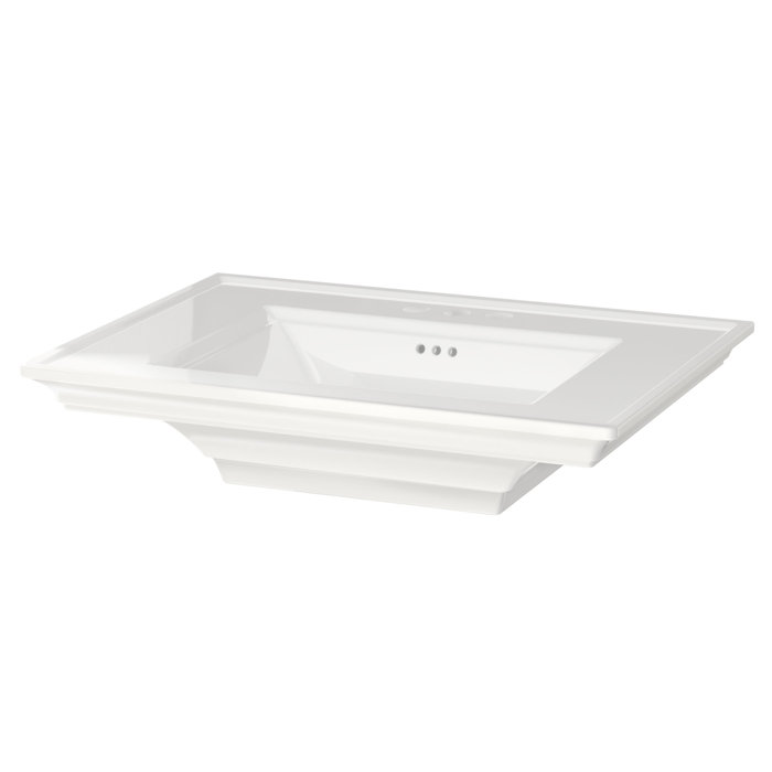 American Standard Town White Ceramic Rectangular Pedestal Bathroom Sink